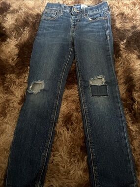 Old Navy Women's Dark Blue Ripped Skinny Jeans